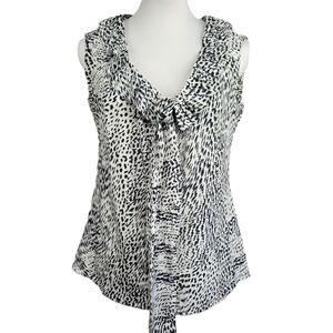 Banana Republic animal print ruffle bow sleeveless top Small